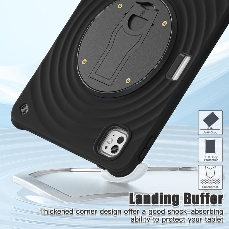 For iPad Pro 11 2024 Holder Silicone Hybrid PC Tablet Case(Black) - iPad Pro 11 2024 Cases by buy2fix | Online Shopping UK | buy2fix