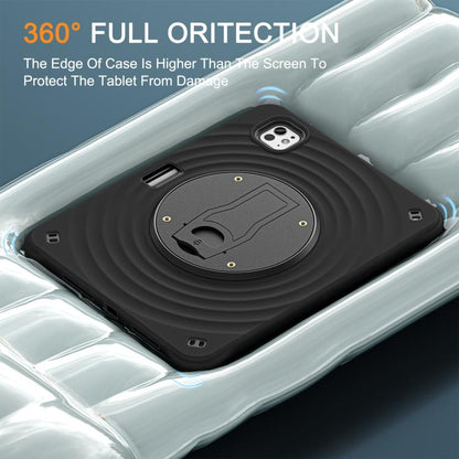 For iPad Pro 11 2024 Holder Silicone Hybrid PC Tablet Case(Black) - iPad Pro 11 2024 Cases by buy2fix | Online Shopping UK | buy2fix