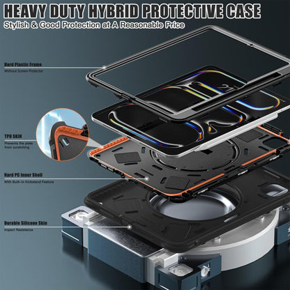 For iPad Pro 11 2024 Holder Silicone Hybrid PC Tablet Case(Black) - iPad Pro 11 2024 Cases by buy2fix | Online Shopping UK | buy2fix