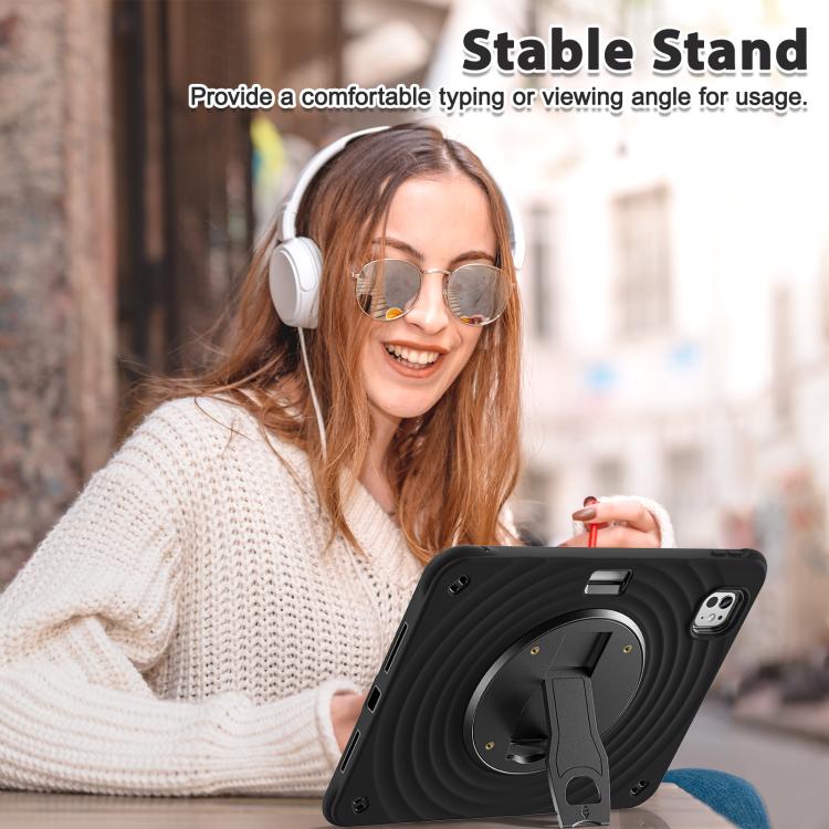 For iPad Pro 11 2024 Holder Silicone Hybrid PC Tablet Case(Black) - iPad Pro 11 2024 Cases by buy2fix | Online Shopping UK | buy2fix