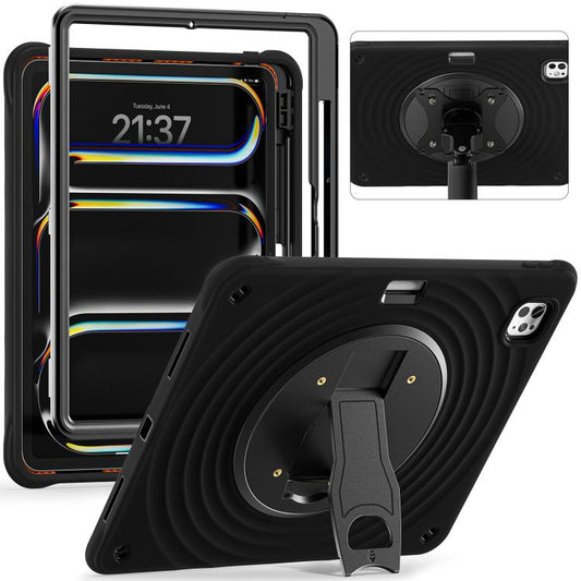 For iPad Pro 13 2024 Holder Silicone Hybrid PC Tablet Case(Black) - iPad Pro 13 2024 Cases by buy2fix | Online Shopping UK | buy2fix