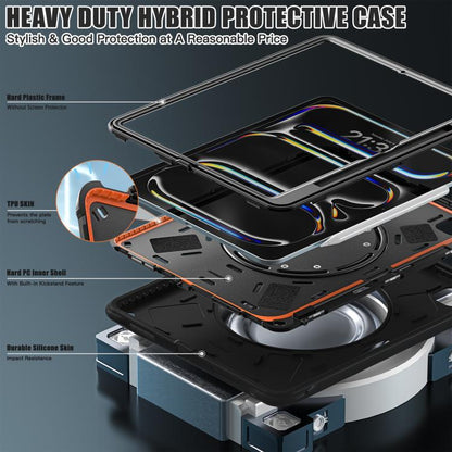 For iPad Pro 13 2024 Holder Silicone Hybrid PC Tablet Case(Black) - iPad Pro 13 2024 Cases by buy2fix | Online Shopping UK | buy2fix