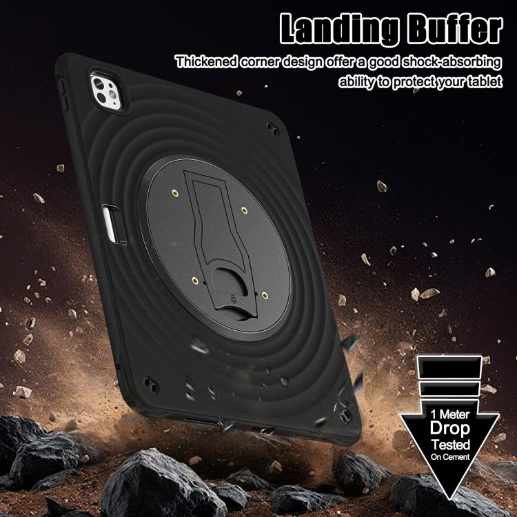 For iPad Pro 13 2024 Holder Silicone Hybrid PC Tablet Case(Black) - iPad Pro 13 2024 Cases by buy2fix | Online Shopping UK | buy2fix