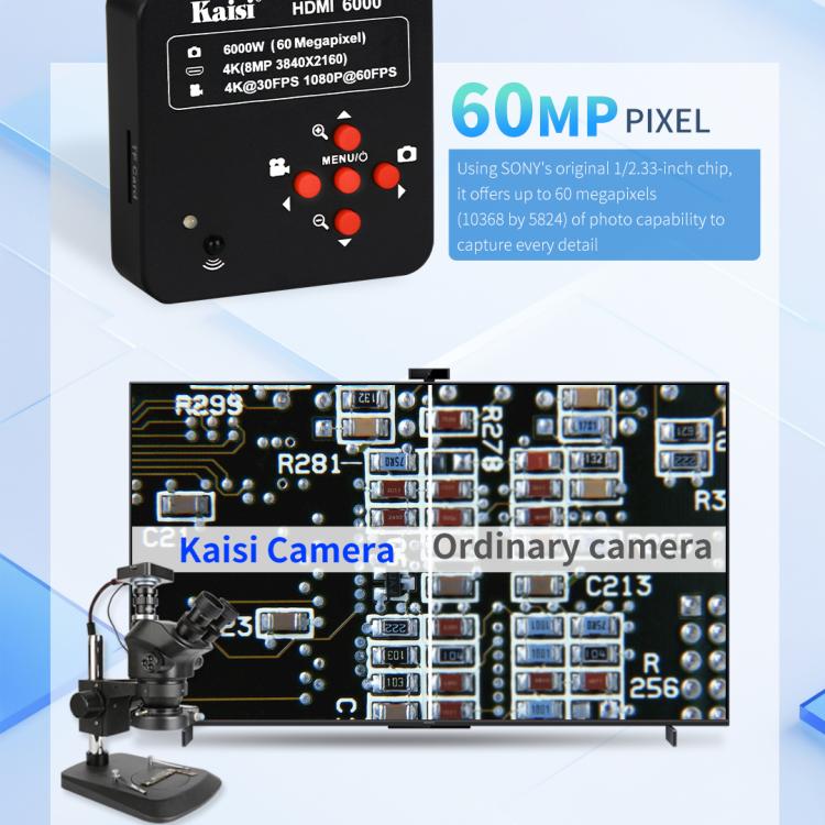 Kaisi HDMI 6000 HDMI / USB Dual Interface 60MP 4K Ultra HD Microscope Industrial Camera, Plug:US Plug - Microscope Magnifier Series by Kaisi | Online Shopping UK | buy2fix