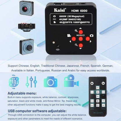 Kaisi HDMI 6000 HDMI / USB Dual Interface 60MP 4K Ultra HD Microscope Industrial Camera, Plug:US Plug - Microscope Magnifier Series by Kaisi | Online Shopping UK | buy2fix