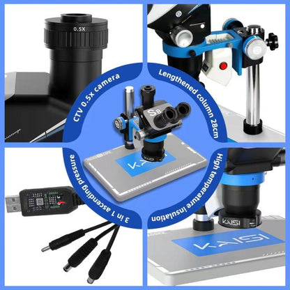 Kaisi S8 6.7-52X Zoom Trinocular Stereo Microscope Set - Microscope Magnifier Series by Kaisi | Online Shopping UK | buy2fix