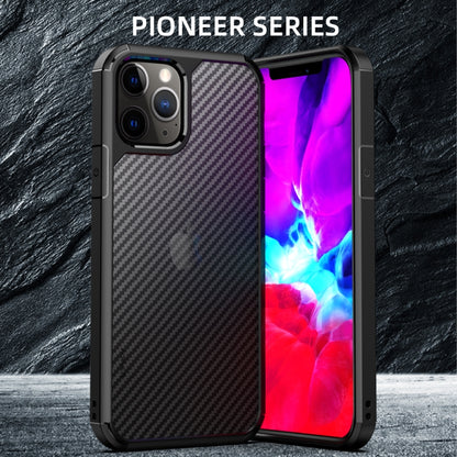 For iPhone 12 / 12 Pro iPAKY Pioneer Series Carbon Fiber Texture Shockproof TPU + PC Case(Black) - iPhone 12 / 12 Pro Cases by iPAKY | Online Shopping UK | buy2fix
