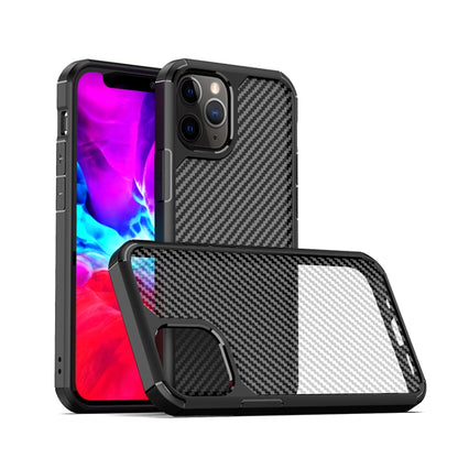 For iPhone 12 Pro Max iPAKY Pioneer Series Carbon Fiber Texture Shockproof TPU + PC Case(Black) - iPhone 12 Pro Max Cases by iPAKY | Online Shopping UK | buy2fix