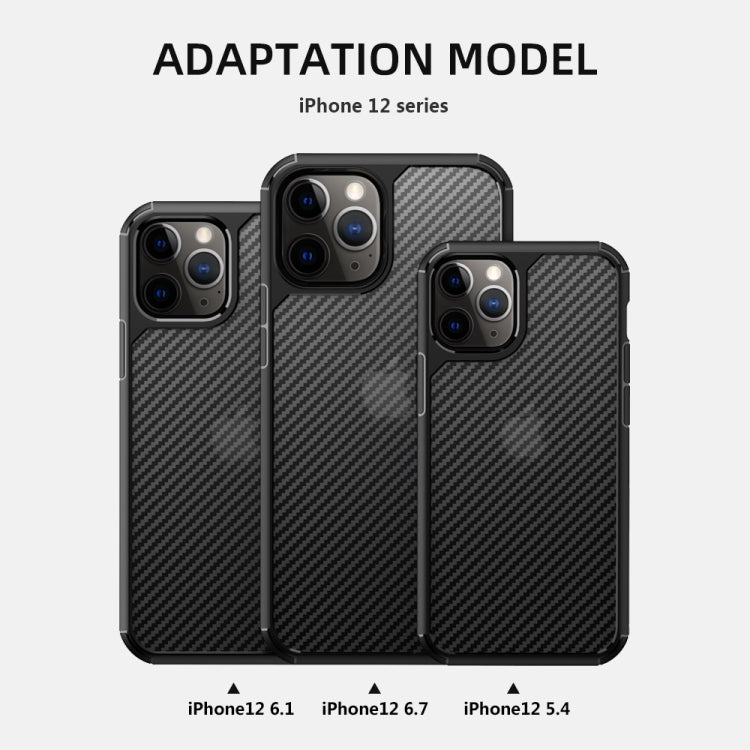 For iPhone 12 Pro Max iPAKY Pioneer Series Carbon Fiber Texture Shockproof TPU + PC Case(Black) - iPhone 12 Pro Max Cases by iPAKY | Online Shopping UK | buy2fix