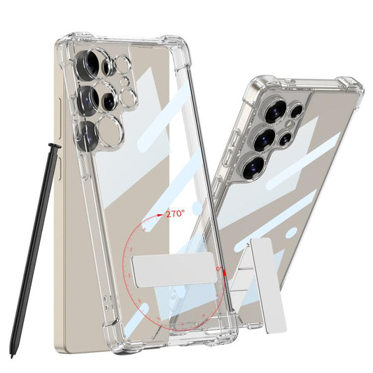 For Samsung Galaxy S25 Ultra 5G GKK Airbag Full Coverage Phone Case with Rotating Holder, Not Included Pen(Transparent) - Galaxy S25 Ultra 5G Cases by GKK | Online Shopping UK | buy2fix
