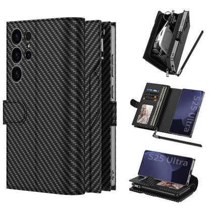 For Samsung Galaxy S25 Ultra 5G GKK Plating Wallet Leather Phone Case(Carbon Fiber Texture) - Galaxy S25 Ultra 5G Cases by GKK | Online Shopping UK | buy2fix