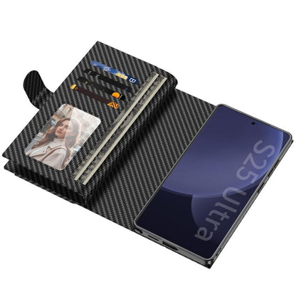 For Samsung Galaxy S25 Ultra 5G GKK Plating Wallet Leather Phone Case(Carbon Fiber Texture) - Galaxy S25 Ultra 5G Cases by GKK | Online Shopping UK | buy2fix