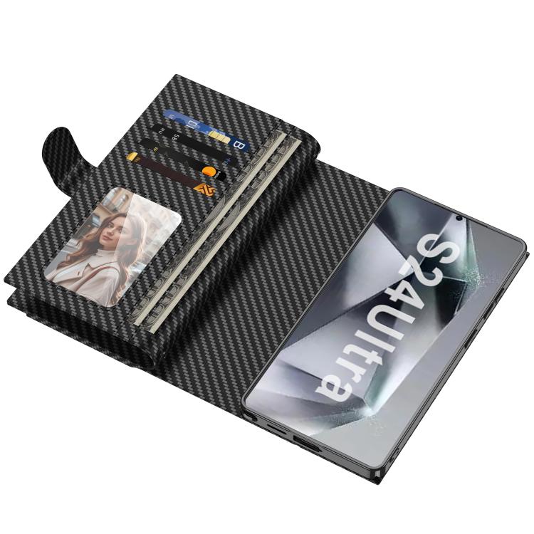 For Samsung Galaxy S24 Ultra 5G GKK Plating Wallet Leather Phone Case(Carbon Fiber Texture) - Galaxy S24 Ultra 5G Cases by GKK | Online Shopping UK | buy2fix