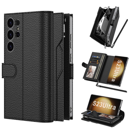 For Samsung Galaxy S23 Ultra 5G GKK Plating Wallet Leather Phone Case(Black)