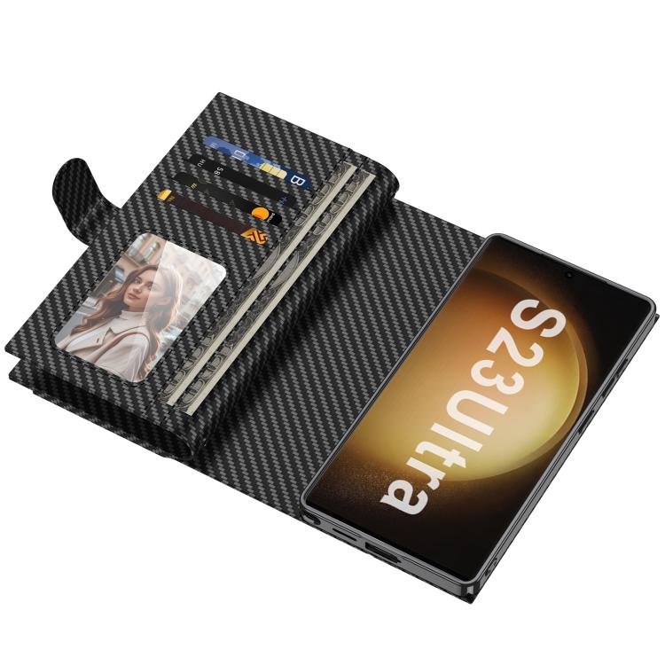 For Samsung Galaxy S23 Ultra 5G GKK Plating Wallet Leather Phone Case(Carbon Fiber Texture) - Galaxy S23 Ultra 5G Cases by GKK | Online Shopping UK | buy2fix