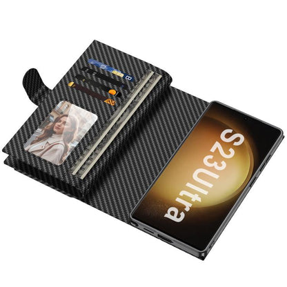 For Samsung Galaxy S23 Ultra 5G GKK Plating Wallet Leather Phone Case(Carbon Fiber Texture) - Galaxy S23 Ultra 5G Cases by GKK | Online Shopping UK | buy2fix