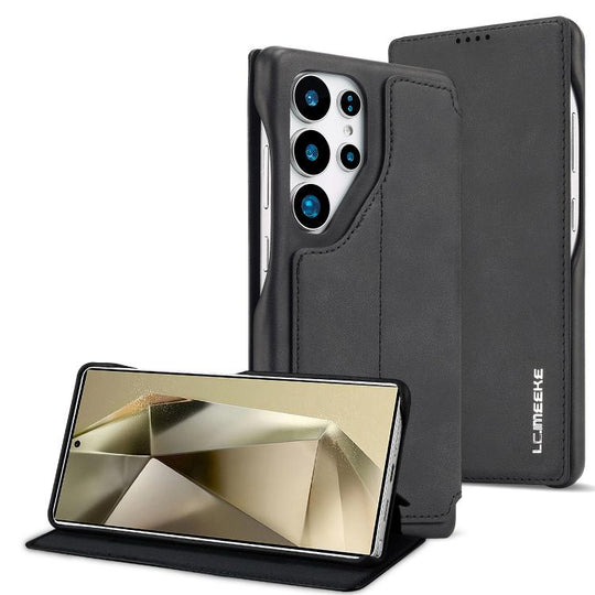 For Samsung Galaxy S25 Ultra 5G LC.IMEEKE Hon Ancient Series Flip Leather Phone Case(Black)