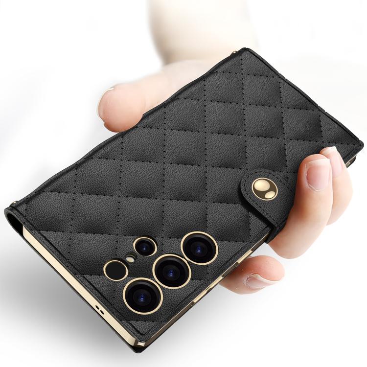 For Samsung Galaxy S25 Ultra 5G GKK Plating Diamond Texture Leather Phone Case With Crossbody Chain(Emerald) - Galaxy S25 Ultra 5G Cases by GKK | Online Shopping UK | buy2fix