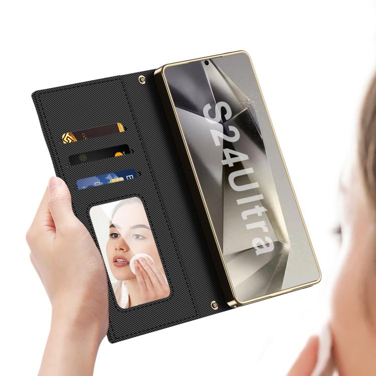 For Samsung Galaxy S24 Ultra 5G GKK Plating Diamond Texture Leather Phone Case With Crossbody Chain(Black) - Galaxy S24 Ultra 5G Cases by GKK | Online Shopping UK | buy2fix