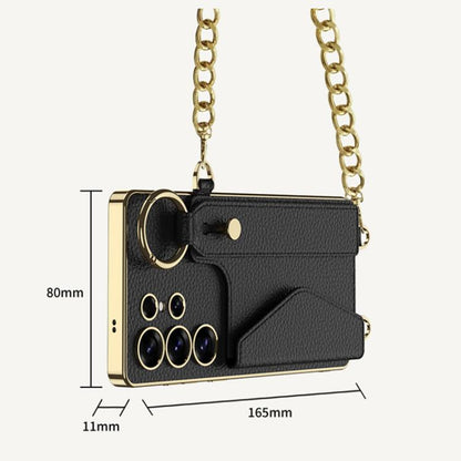 For Samsung Galaxy S25 Ultra 5G GKK Plating Leather Card Holder Full Coverage Phone Case With Bracelet(Matcha Green) - Galaxy S25 Ultra 5G Cases by GKK | Online Shopping UK | buy2fix