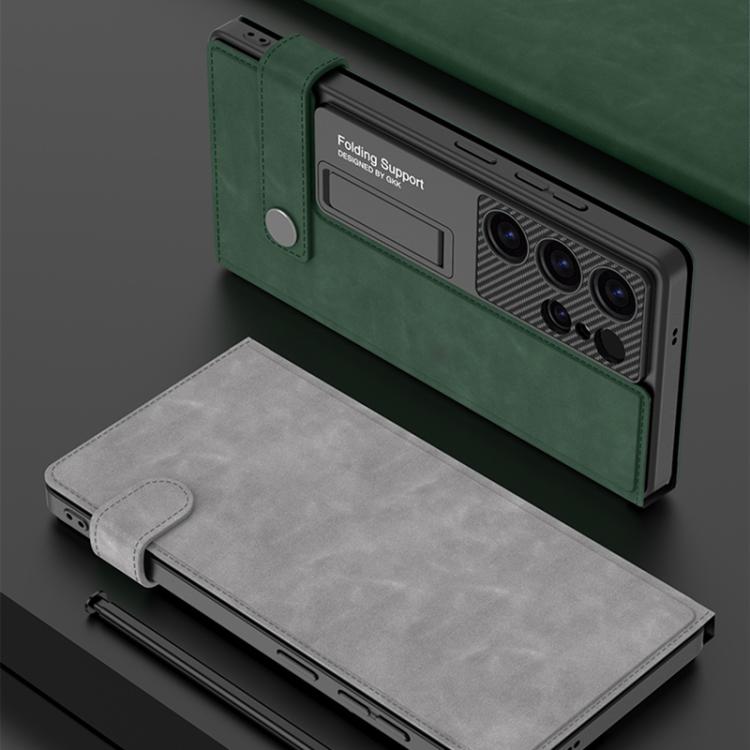 For Samsung Galaxy S25 Ultra 5G GKK Flip Wallet Leather Phone Case, Frosted Series, Not Included Pen(Frosted Grey) - Galaxy S25 Ultra 5G Cases by GKK | Online Shopping UK | buy2fix