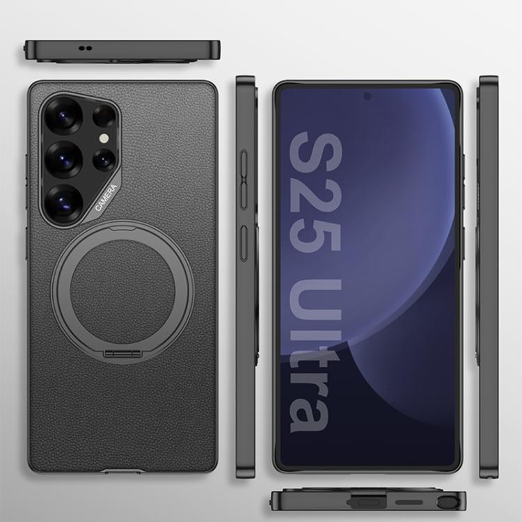 For Samsung Galaxy S25 Ultra 5G GKK Metal Paint Skin Feel Leather Phone Case With Magnetic Rotating Holder, Not Included Pen(Titanium Gray) - Galaxy S25 Ultra 5G Cases by GKK | Online Shopping UK | buy2fix