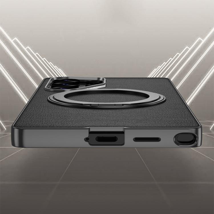 For Samsung Galaxy S25 Ultra 5G GKK Metal Paint Skin Feel Leather Phone Case With Magnetic Rotating Holder, Not Included Pen(Titanium Gray) - Galaxy S25 Ultra 5G Cases by GKK | Online Shopping UK | buy2fix