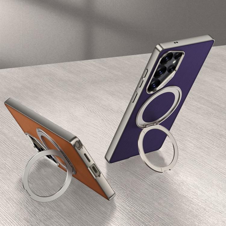 For Samsung Galaxy S25 Ultra 5G GKK Metal Paint Skin Feel Leather Phone Case With Magnetic Rotating Holder, Not Included Pen(Titanium Gray) - Galaxy S25 Ultra 5G Cases by GKK | Online Shopping UK | buy2fix