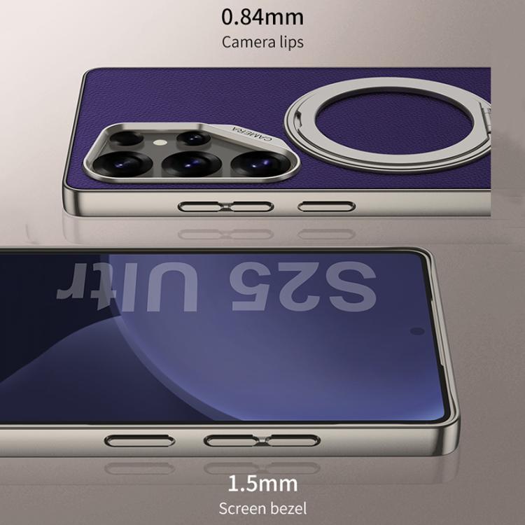 For Samsung Galaxy S25 Ultra 5G GKK Metal Paint Skin Feel Leather Phone Case With Magnetic Rotating Holder, Not Included Pen(Carbon Fiber Texture) - Galaxy S25 Ultra 5G Cases by GKK | Online Shopping UK | buy2fix