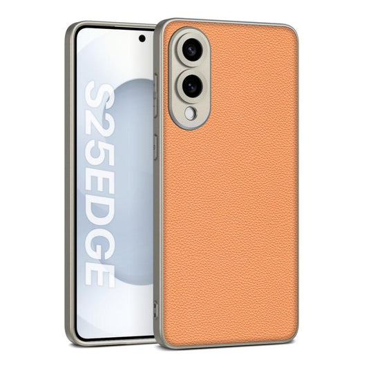 For Samsung Galaxy S25 Edge 5G GKK Metal Paint Skin Feel Leather Full Coverage Phone Case(Orange)