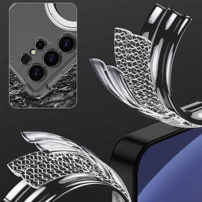 For Samsung Galaxy S25 Ultra 5G GKK Airbag Full Coverage PC Phone Case with Rotating Holder, Not Included Pen(Transparent Black) - Galaxy S25 Ultra 5G Cases by GKK | Online Shopping UK | buy2fix