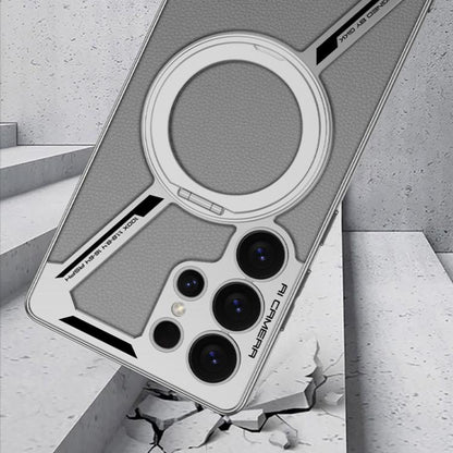 For Samsung Galaxy S25 Ultra 5G GKK Electroplating Leather Z-Shape Disassemble MagSafe Phone Case, Not Included Pen(Black) - Galaxy S25 Ultra 5G Cases by GKK | Online Shopping UK | buy2fix