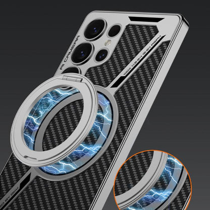 For Samsung Galaxy S25 Ultra 5G GKK Electroplating Leather Z-Shape Disassemble MagSafe Phone Case, Not Included Pen(Mountain Gray) - Galaxy S25 Ultra 5G Cases by GKK | Online Shopping UK | buy2fix