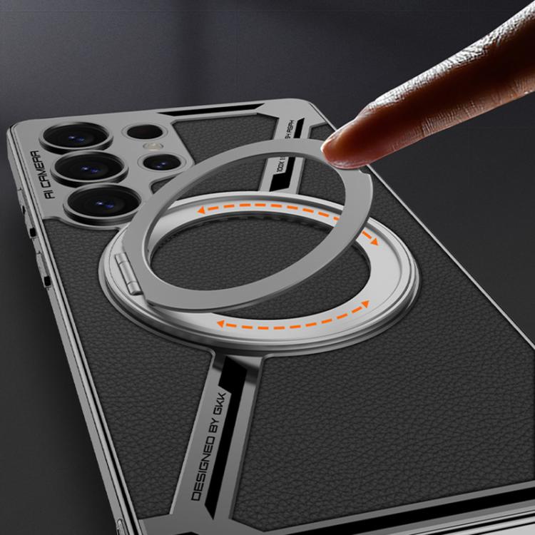 For Samsung Galaxy S25 Ultra 5G GKK Electroplating Leather Z-Shape Disassemble MagSafe Phone Case, Not Included Pen(Carbon Fiber) - Galaxy S25 Ultra 5G Cases by GKK | Online Shopping UK | buy2fix