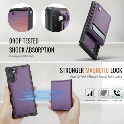 For Samsung Galaxy Note10 JEEHOOD J06 British Style RFID MagSafe Card Bag PU Phone Case(Purple) - Galaxy Phone Cases by JEEHOOD | Online Shopping UK | buy2fix
