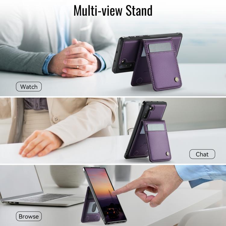 For Samsung Galaxy Note10 JEEHOOD J06 British Style RFID MagSafe Card Bag PU Phone Case(Purple) - Galaxy Phone Cases by JEEHOOD | Online Shopping UK | buy2fix