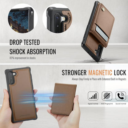 For Samsung Galaxy Note10 JEEHOOD J06 British Style RFID MagSafe Card Bag PU Phone Case(Brown) - Galaxy Phone Cases by JEEHOOD | Online Shopping UK | buy2fix