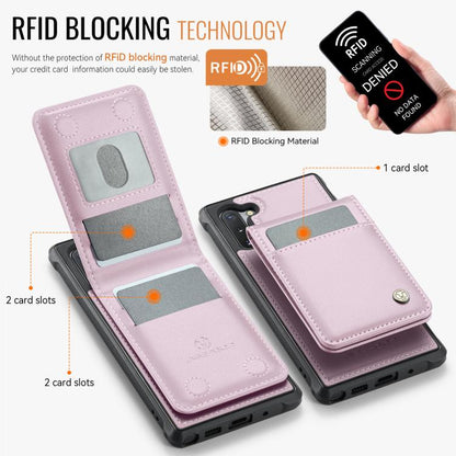 For Samsung Galaxy Note10 JEEHOOD J06 British Style RFID MagSafe Card Bag PU Phone Case(Pink) - Galaxy Phone Cases by JEEHOOD | Online Shopping UK | buy2fix