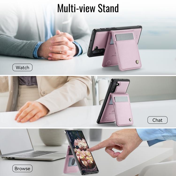 For Samsung Galaxy Note10 JEEHOOD J06 British Style RFID MagSafe Card Bag PU Phone Case(Pink) - Galaxy Phone Cases by JEEHOOD | Online Shopping UK | buy2fix