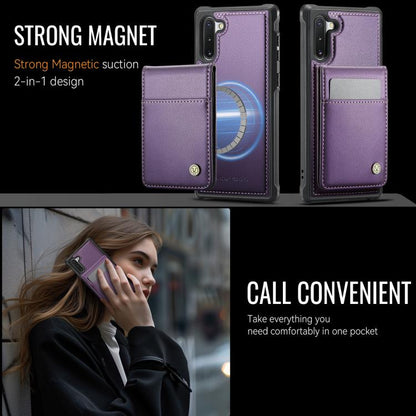 For Samsung Galaxy Note10+ JEEHOOD J06 British Style RFID MagSafe Card Bag PU Phone Case(Purple) - Galaxy Phone Cases by JEEHOOD | Online Shopping UK | buy2fix