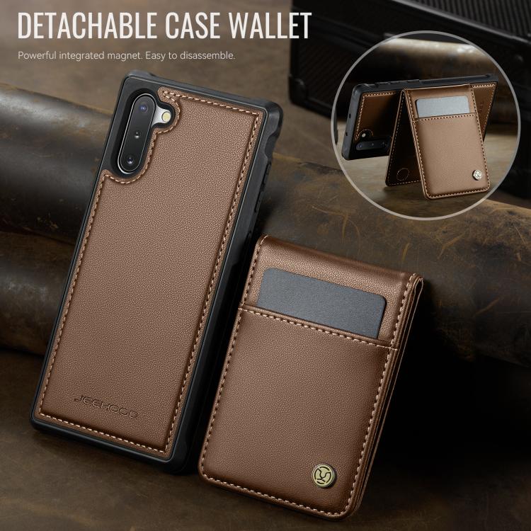 For Samsung Galaxy Note10+ JEEHOOD J06 British Style RFID MagSafe Card Bag PU Phone Case(Brown) - Galaxy Phone Cases by JEEHOOD | Online Shopping UK | buy2fix