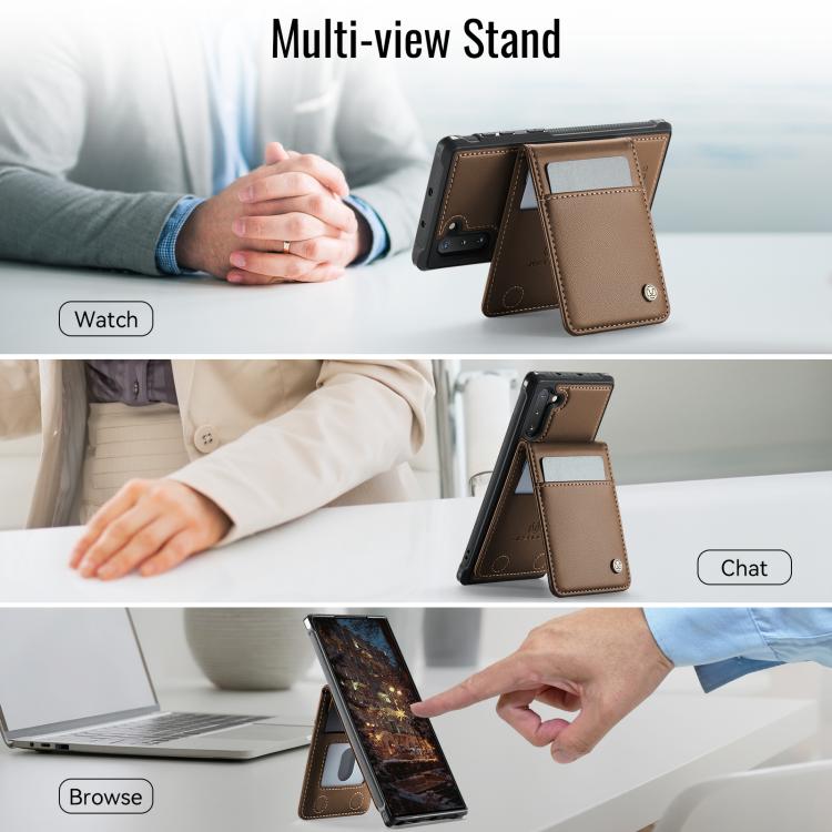 For Samsung Galaxy Note10+ JEEHOOD J06 British Style RFID MagSafe Card Bag PU Phone Case(Brown) - Galaxy Phone Cases by JEEHOOD | Online Shopping UK | buy2fix