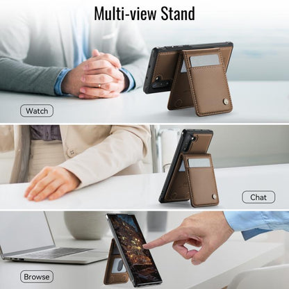 For Samsung Galaxy Note10+ JEEHOOD J06 British Style RFID MagSafe Card Bag PU Phone Case(Brown) - Galaxy Phone Cases by JEEHOOD | Online Shopping UK | buy2fix