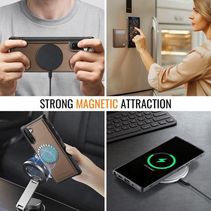 For Samsung Galaxy Note10+ JEEHOOD J06 British Style RFID MagSafe Card Bag PU Phone Case(Brown) - Galaxy Phone Cases by JEEHOOD | Online Shopping UK | buy2fix