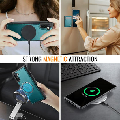 For Samsung Galaxy Note10+ JEEHOOD J06 British Style RFID MagSafe Card Bag PU Phone Case(Green) - Galaxy Phone Cases by JEEHOOD | Online Shopping UK | buy2fix