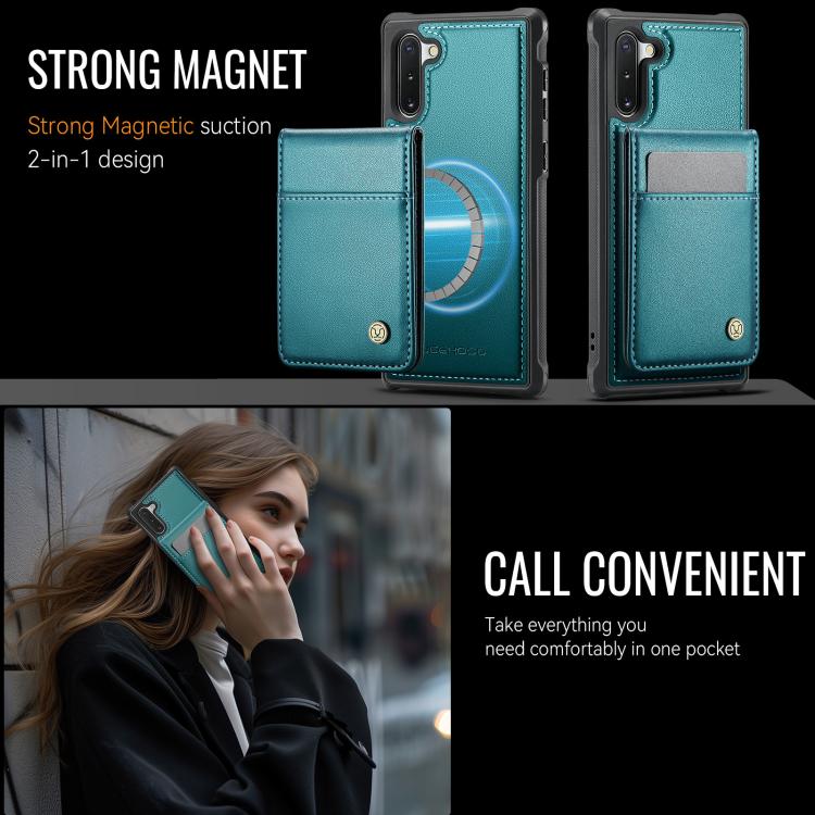 For Samsung Galaxy Note10+ JEEHOOD J06 British Style RFID MagSafe Card Bag PU Phone Case(Green) - Galaxy Phone Cases by JEEHOOD | Online Shopping UK | buy2fix