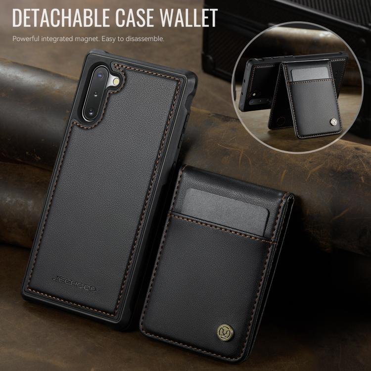 For Samsung Galaxy Note10+ JEEHOOD J06 British Style RFID MagSafe Card Bag PU Phone Case(Black) - Galaxy Phone Cases by JEEHOOD | Online Shopping UK | buy2fix