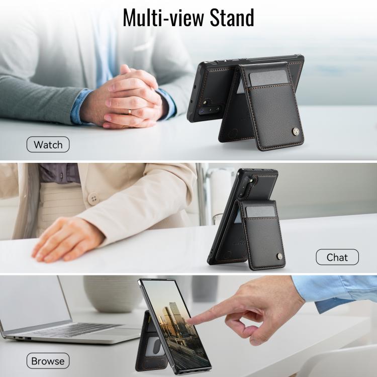 For Samsung Galaxy Note10+ JEEHOOD J06 British Style RFID MagSafe Card Bag PU Phone Case(Black) - Galaxy Phone Cases by JEEHOOD | Online Shopping UK | buy2fix