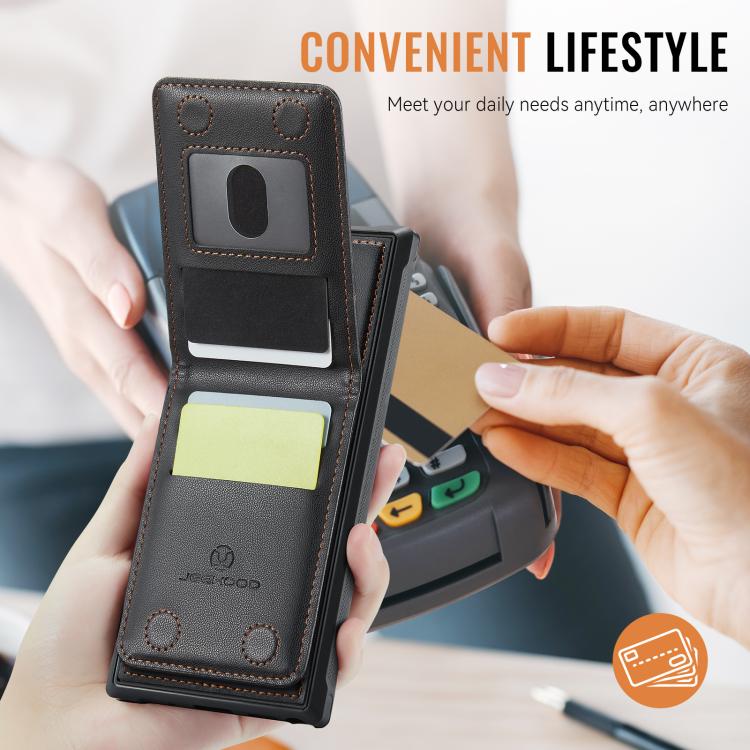 For Samsung Galaxy Note10+ JEEHOOD J06 British Style RFID MagSafe Card Bag PU Phone Case(Black) - Galaxy Phone Cases by JEEHOOD | Online Shopping UK | buy2fix