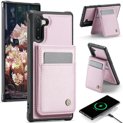 For Samsung Galaxy Note10+ JEEHOOD J06 British Style RFID MagSafe Card Bag PU Phone Case(Pink) - Galaxy Phone Cases by JEEHOOD | Online Shopping UK | buy2fix